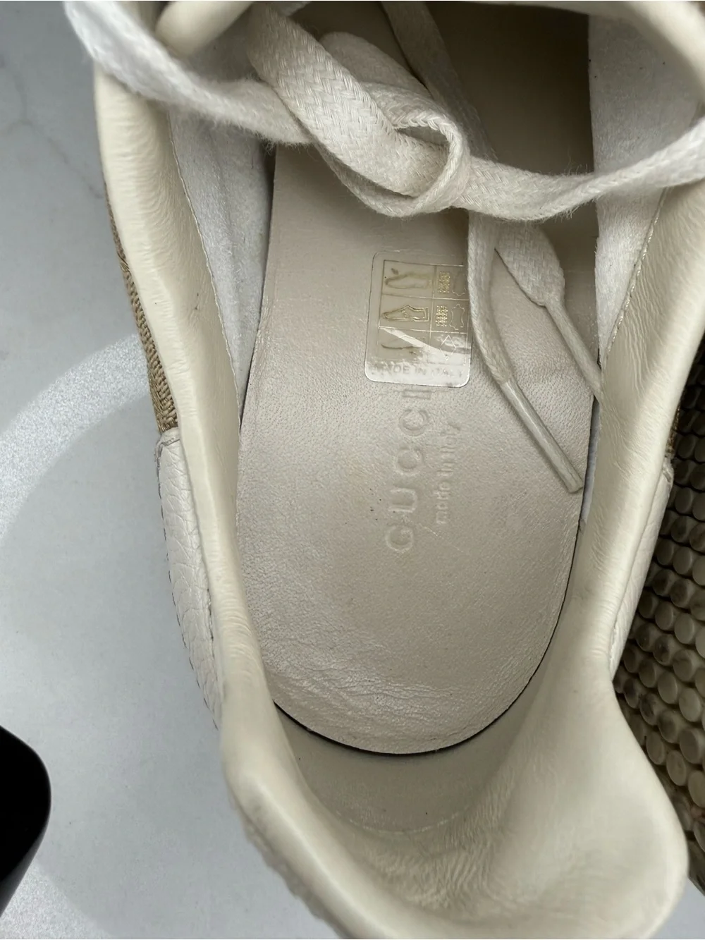 Authentic Gucci GG Monogram Canvas Leather Low Top Sneakers Size 36 US 6 w/ COA